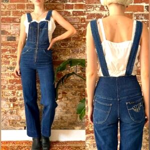 70s indigo denim overalls XS